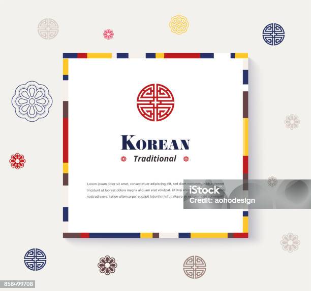 Korean Traditional Frame Design Strip Color Design Frame Vector Illustration Stock Illustration - Download Image Now