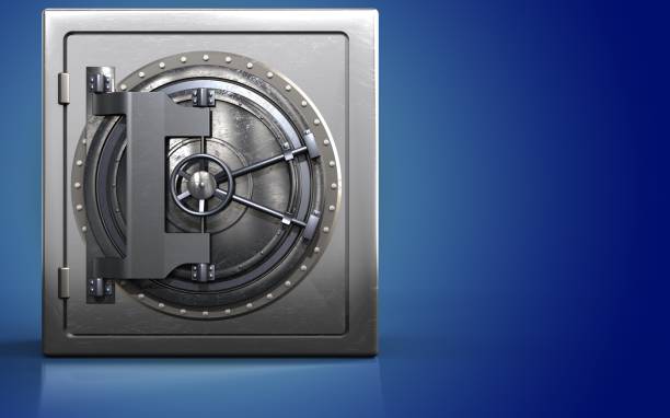 istock 3d metal safe steel door 858508332