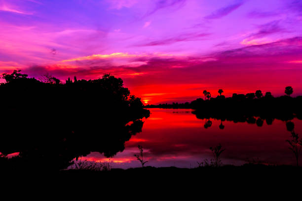 istock Beautiful sunset behind the pond. 858511214