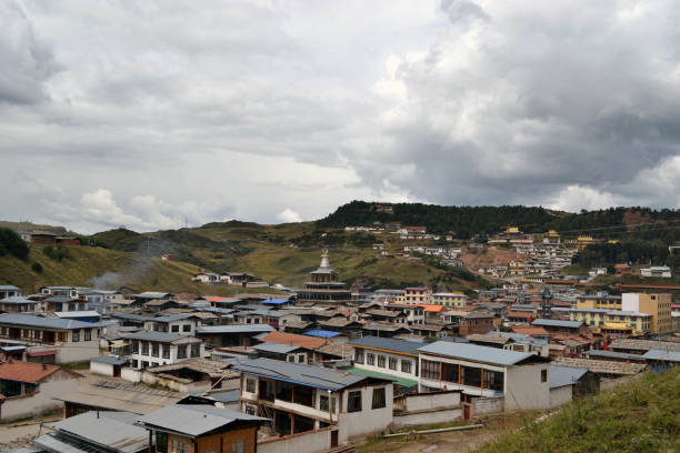 istock The architecture around Tibetan Temple (Kirti/Kerti Gompa) with the mountain range as the background 858511356