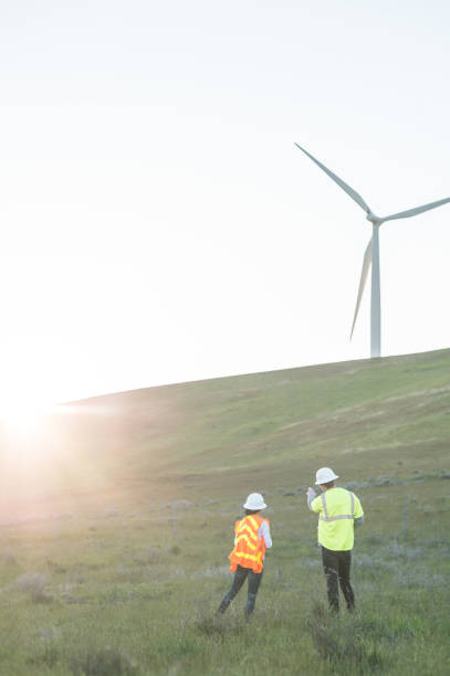 istock Alternative energy - wind farm inspection 858511478