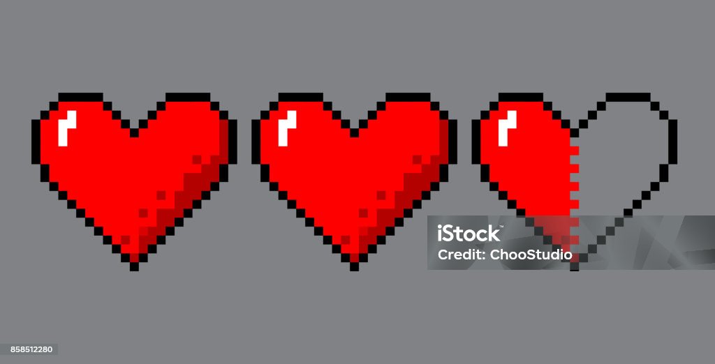 Corazones de art pixel juego - arte vectorial de Corazón - Órgano interno libre de derechos