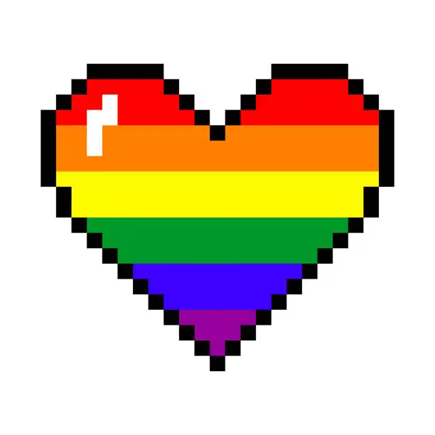 Vector illustration of Vector rainbow pixel heart