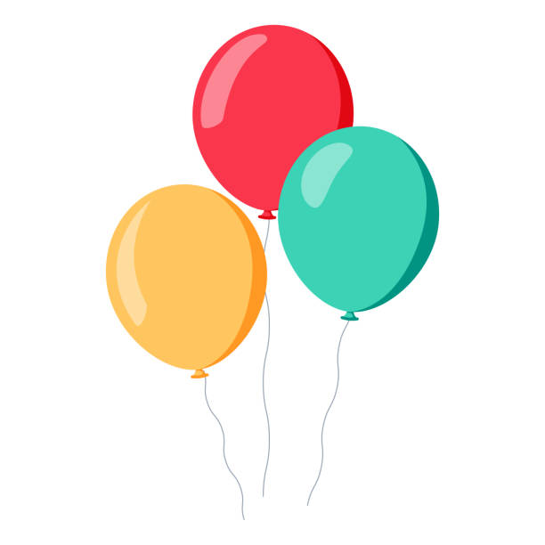 ilustrações de stock, clip art, desenhos animados e ícones de bunch of balloons in cartoon flat style isolated on white background - amarelo ilustrações