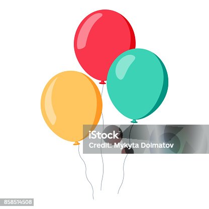 istock Bunch of balloons in cartoon flat style isolated on white background 858514508