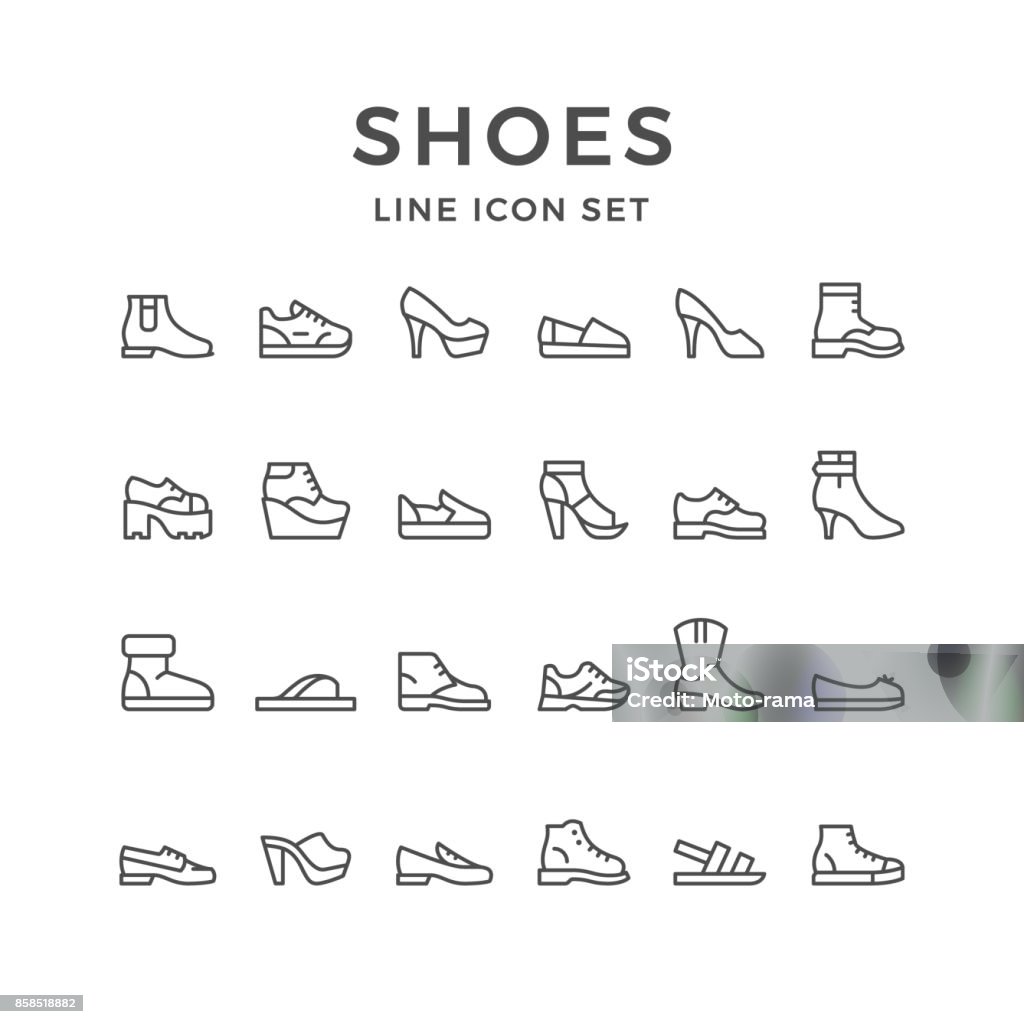 Icônes de définir ligne de chaussures - clipart vectoriel de Chaussures libre de droits