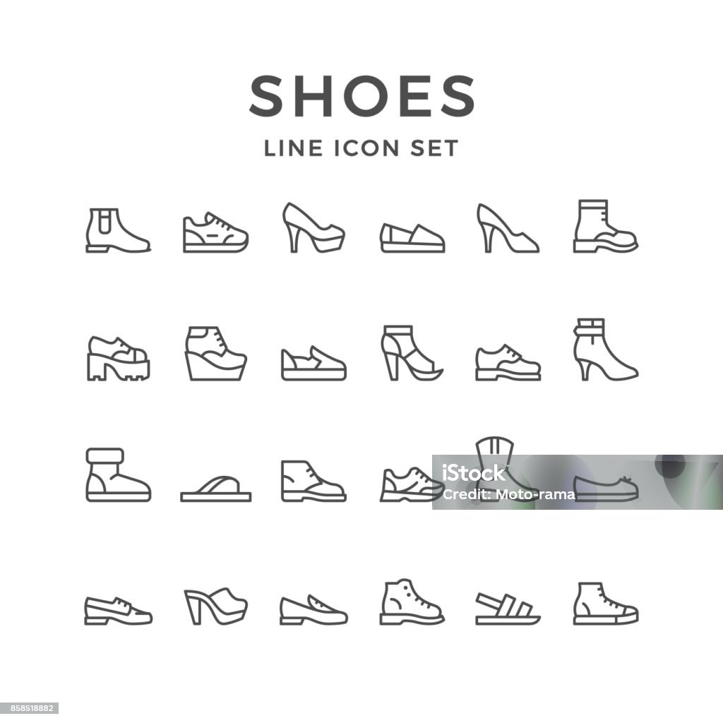Set line icons of shoes Set line icons of shoes isolated on white. Vector illustration Shoe stock vector