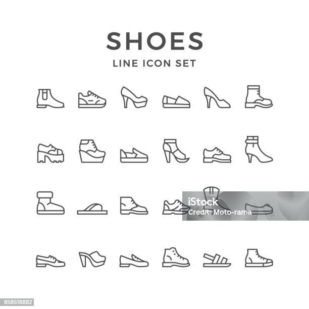 Set Line Icons Of Shoes Stock Illustration - Download Image Now - Shoe, Icon Symbol, Sports Shoe