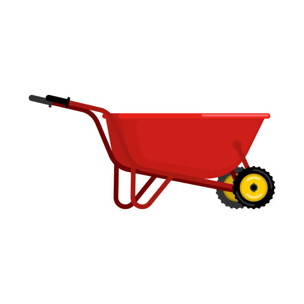 istock Santa Claus Wheelbarrow red. Xmas grounds trolley. Christmas and new year.  Vector illustration 858522348