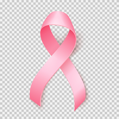 Realistic pink ribbon, breast cancer awareness symbol in october, vector illustration