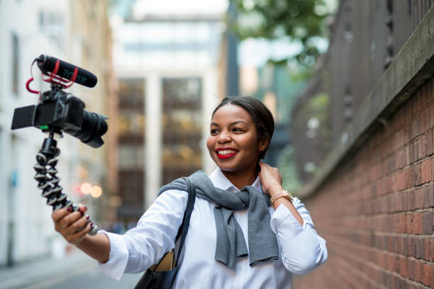 istock Confident businesswoman making selfie 858525980
