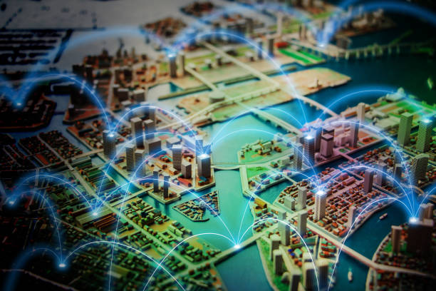 istock Smart city and communication network concept. abstract mixed media. 858526850