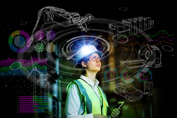 istock woman engineer and various business information. 858527414