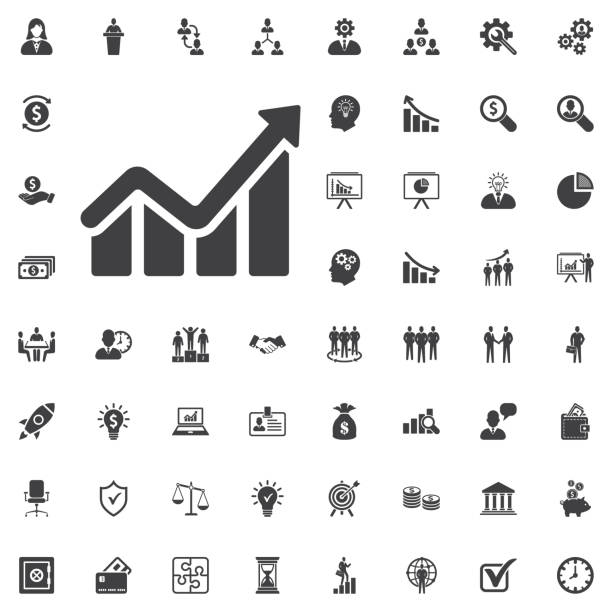 infografik. diagrammsymbol. wachsende graph simbol. - black icons stock-grafiken, -clipart, -cartoons und -symbole