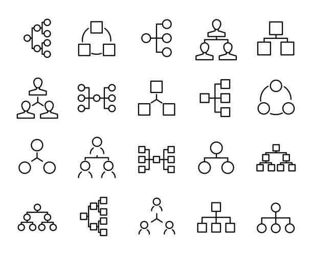 Premium set of hierarchy line icons. Premium set of hierarchy line icons. Simple pictograms pack. Stroke vector illustration on a white background. Modern outline style icons collection. hierarchy stock illustrations