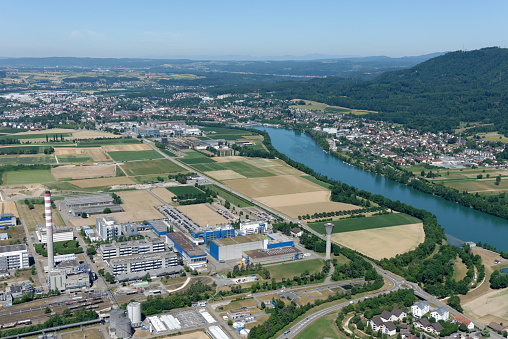 Aerial view of the Life Sciences Cluster Sisslerfeld with the companies DSM, Syngenta and Novartis