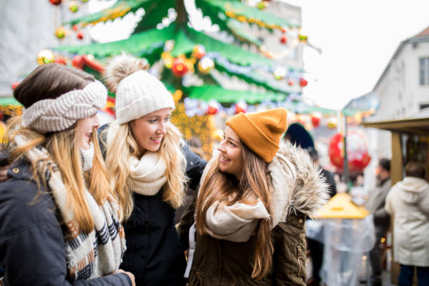 istock Friends have fun outdoor on Christmas 858537520