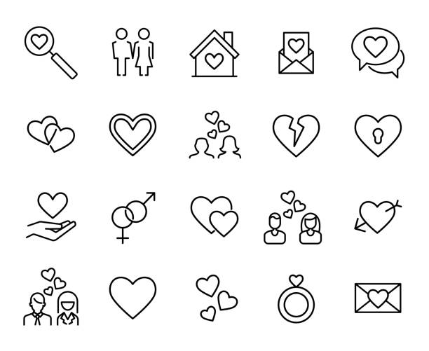 Premium set of love line icons. Premium set of love line icons. Simple pictograms pack. Stroke vector illustration on a white background. Modern outline style icons collection. flirting stock illustrations