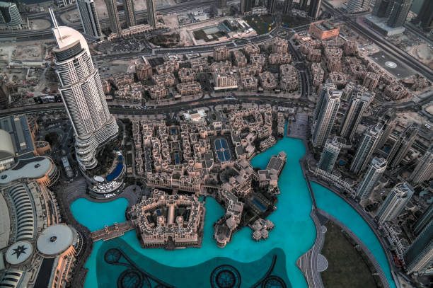 istock Panorama sunset view to Dubai skyscrapers, UAE 858541056