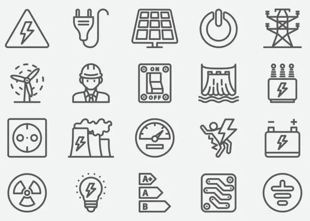 Vector illustration of Electricity Line Icons