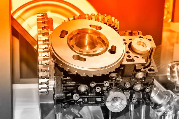 istock New industrial mechanism. Selective red toning 858545736