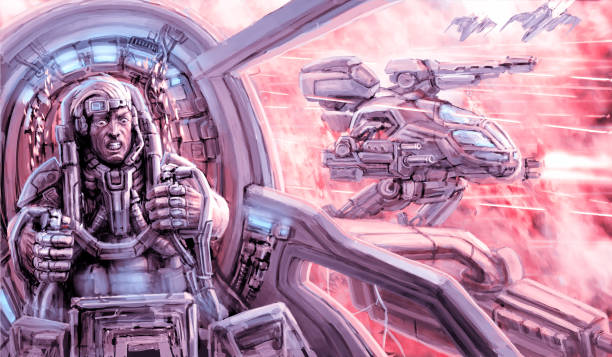 istock The soldier of the combat robot is fighting. Science fiction clip 858545798