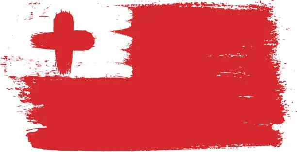 Vector illustration of Tonga Flag Vector Hand Painted with Rounded Brush
