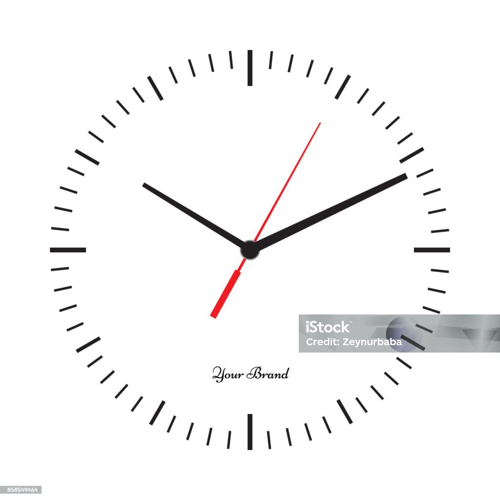 Vector simple classic clock icon without numbers Vector simple classic clock icon without numbers. Clock with solid and flat color design. Isolated white background. Place your icon. Clock stock vector