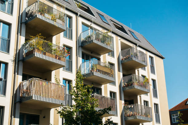 istock modern apartments exterior with steel balcony 858549896