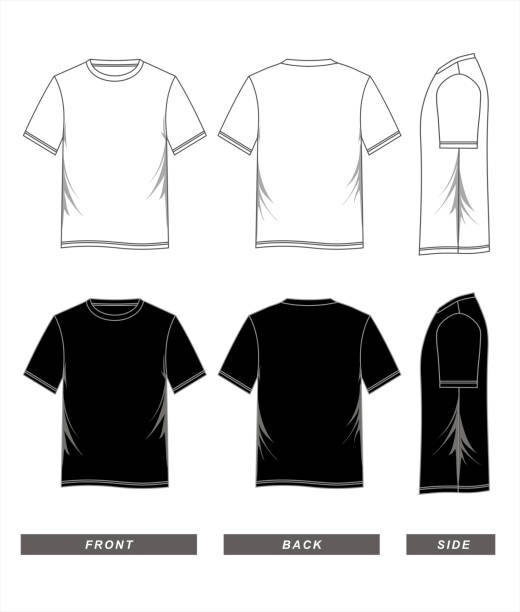 ilustrações de stock, clip art, desenhos animados e ícones de t-shirt template black white - teeshirt template