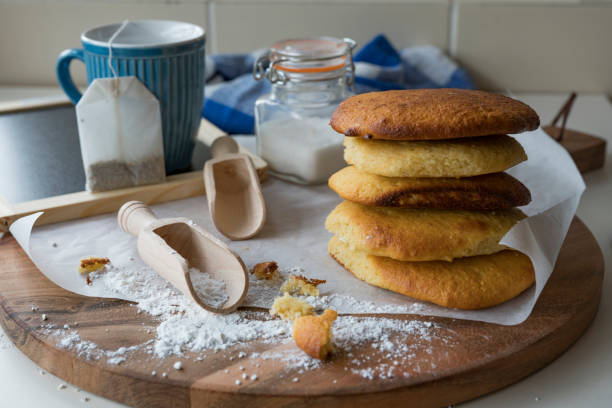istock homemade typical Dutch food from the oven, called eierkoek , with blue mug 858553434