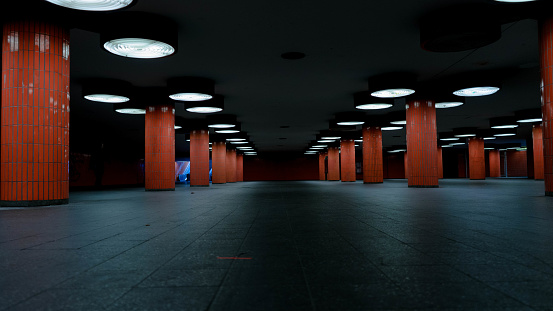 orange columns in berlin underpass