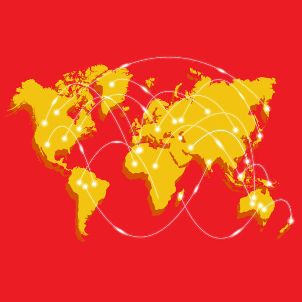 istock World map with nodes linked by lines. International Logistics or business concept 858553900