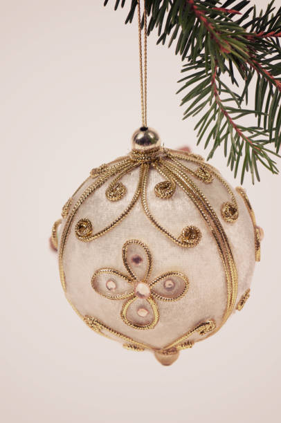 istock Christmas toy white ball, retro toned 858561422