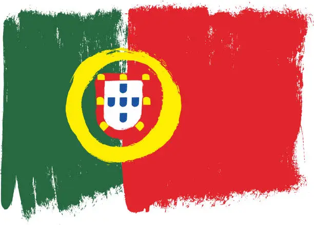 Vector illustration of Portugal Flag Vector Hand Painted with Rounded Brush