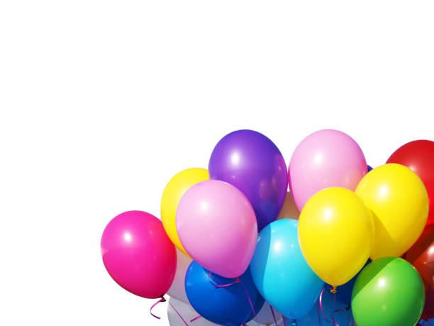 istock Colorful balloons bunch filled with helium isolated on white background. 858564324