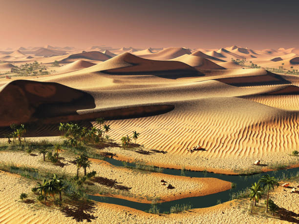 istock worldwide temperature change idea. solitary sand dunes under spectacular evening sunset sky at drought desert landscape 3d rendering 858572202