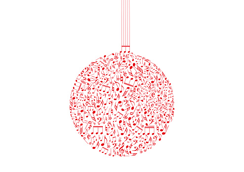 Vector red ball with white background designed with music elements