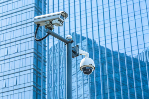 istock Security camera in front of the office building 858590440