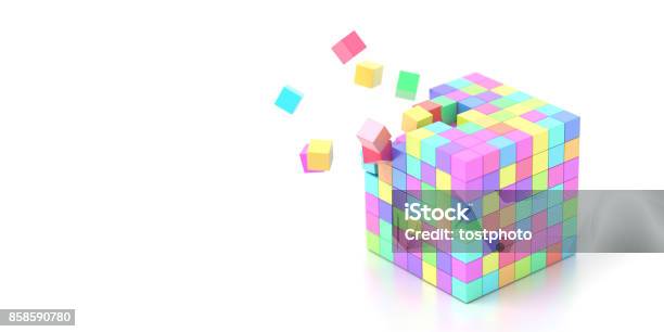 Exploding Cubes Drawing Exploding Cubes Original 3d Rendering Stock Photo - Download Image Now ...