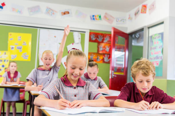 istock Education of Primary School Students Answering Questions in Class 858591506