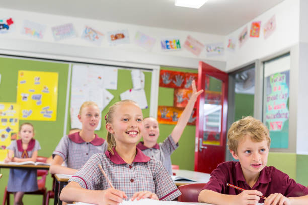 istock Education of Primary School Students Answering Questions in Class 858591508