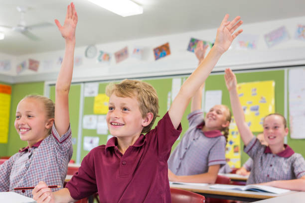 istock Education of Primary School Students Answering Questions in Class 858591514