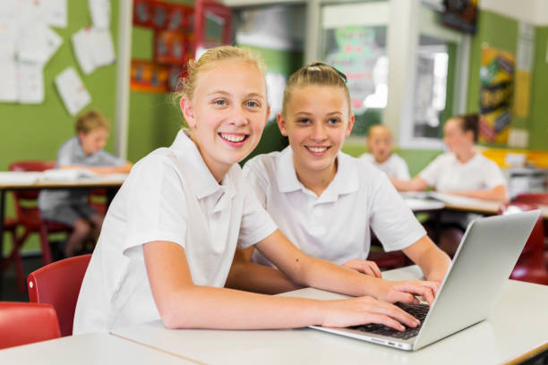 istock Education of Junior High School Girl Students Using Computers 858591630