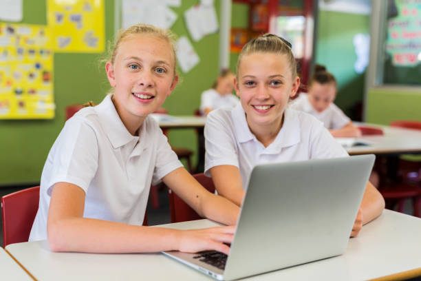 istock Education of Junior High School Girl Students Using Computers 858591632
