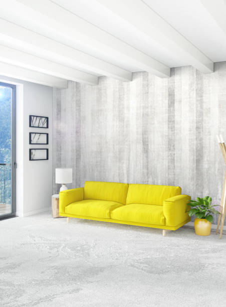 istock Vertical Bedroom Minimal or Loft style Interior Design. 3D Rendering. Concept idea. 858596684