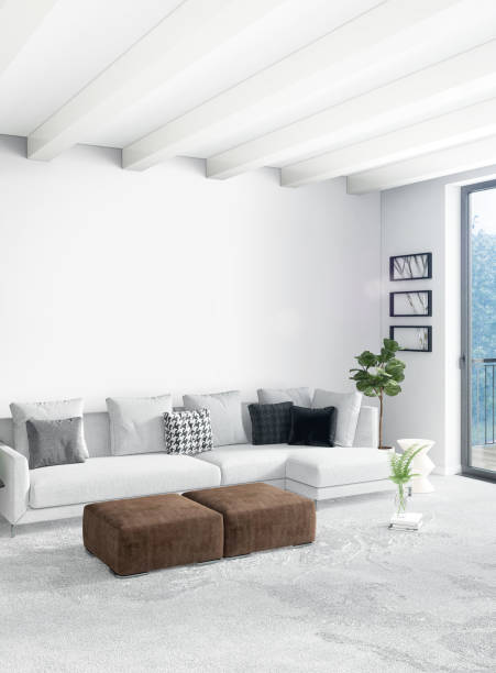 istock Vertical Bedroom Minimal or Loft style Interior Design. 3D Rendering. Concept idea. 858596726