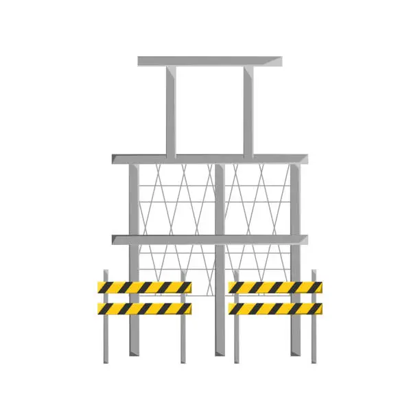 Vector illustration of scaffold and trafic barrier  vector illustratio