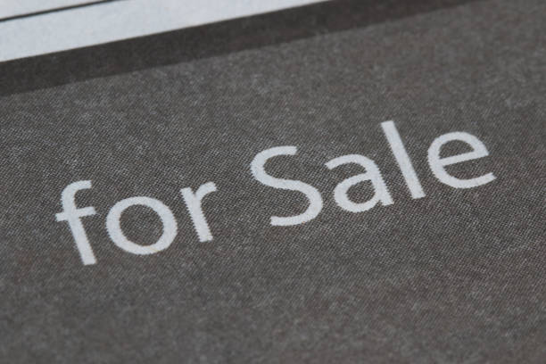for sale word on paper background