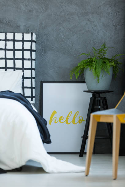 istock Bedroom with plant and poster 858599478